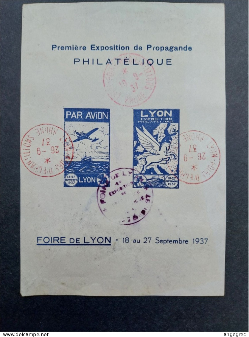 Première Exposition De Propagande Philatélique, Foire De Loyn 18 Au 27 Septembre 1937, Par Avion Lyon - Filatelistische Tentoonstellingen