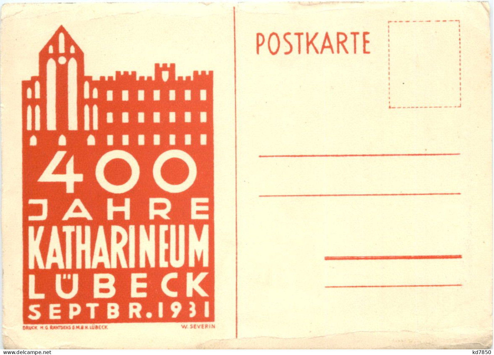 Lübeck - 400 Jahre Katharineum 1931 - Lübeck