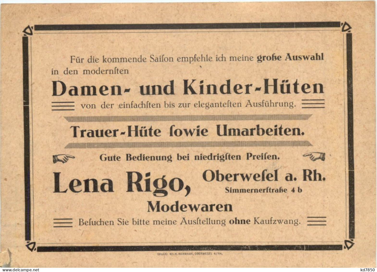 Oberwesel - Damen- Und Kinder Hüte - Oberwesel