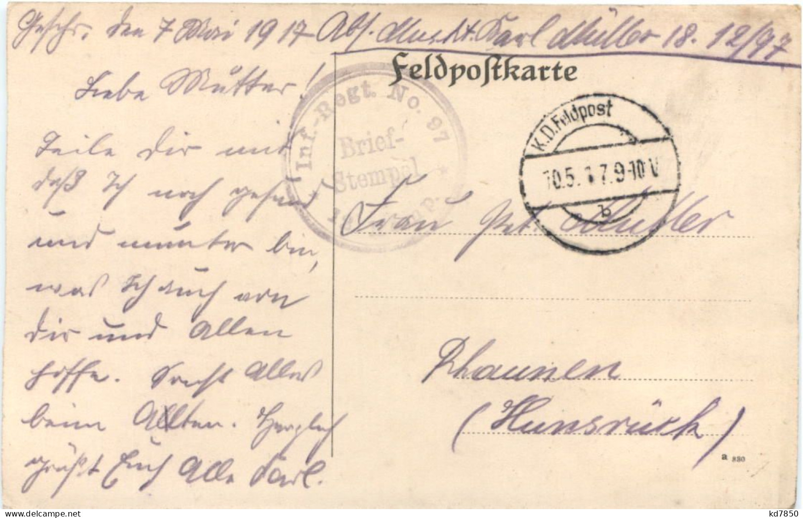 WW1 Fernsprechunterstand Im Walde - Feldpost - War 1914-18