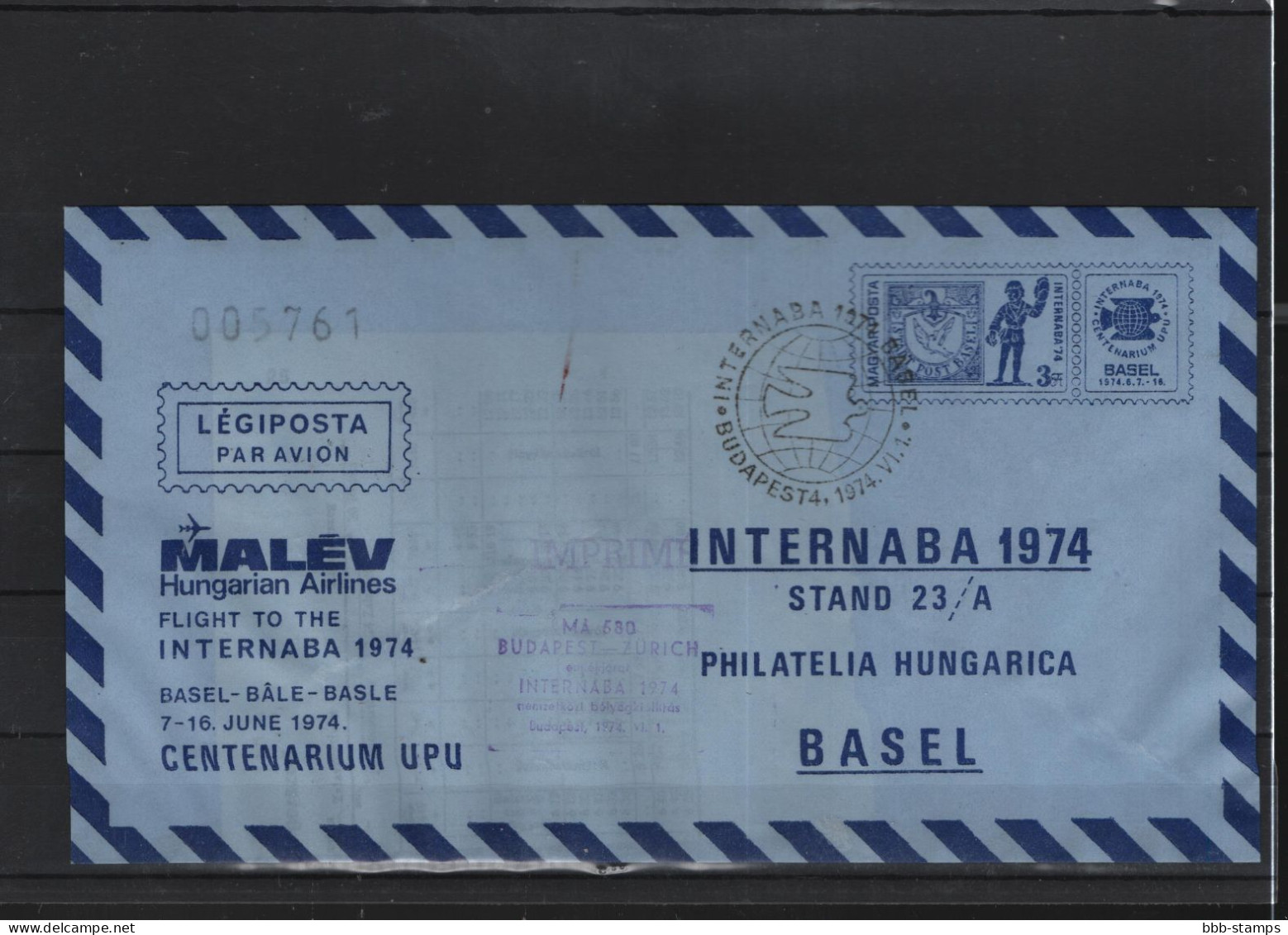Schweiz Luftpost FFC Malev 4.4.1972 Budapest - Basel - Premiers Vols