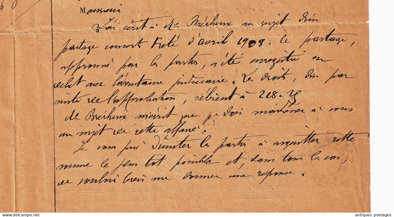 Franchise 1909 Direction Générale Enregistrement des Domaines et du Timbres Conseil des Prud'hommes Tribunal Commerce