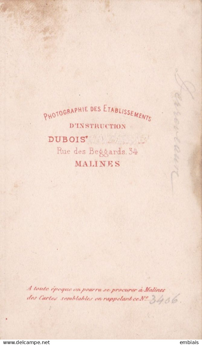 MALINES - Photo CDV D'un Groupe Scolaire Garçons D'un établissement D'instruction - Photographe DUBOIS, Malines - Antiche (ante 1900)