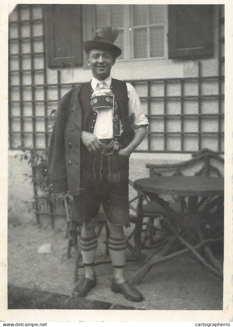 Souvenir Photo Postcard Man Traditional Costume - Photographie