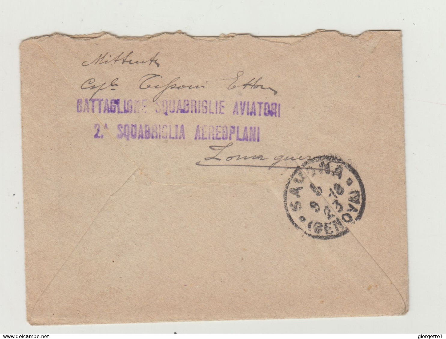 BUSTA CON LETTERA - POSTA MILITARE 130 DEL 1918 VERSO SAVONA - ANNULLO BATT. SQUADRIGLIE AVIATORI - 2 SQUAD.AEROPLANI - Storia Postale