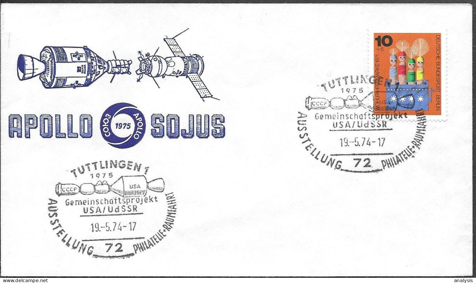 Germany Space Cover 1974. ASTP Apollo - Soyuz - Europa