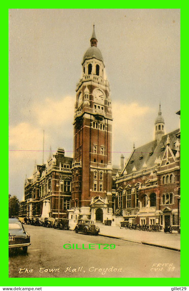 CROYDON, SURREY, UK - THE TOWN HALL - F. FRITH & CO LTD - ANIMATED WITH OLD CARS - - Surrey