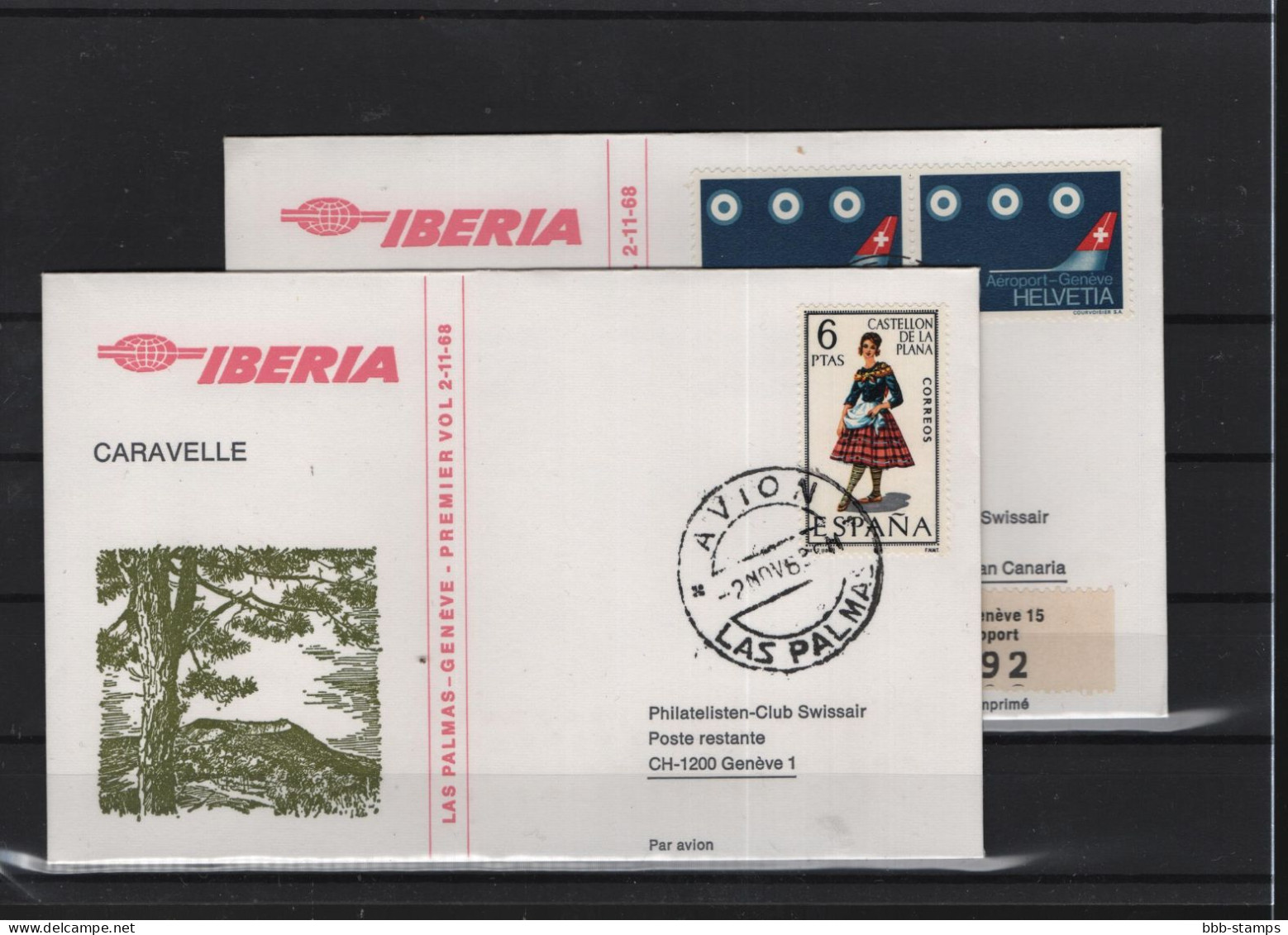 Schweiz Luftpost FFC Iberia 2.11.1968 Genf - Las Palmas Vv - Erst- U. Sonderflugbriefe