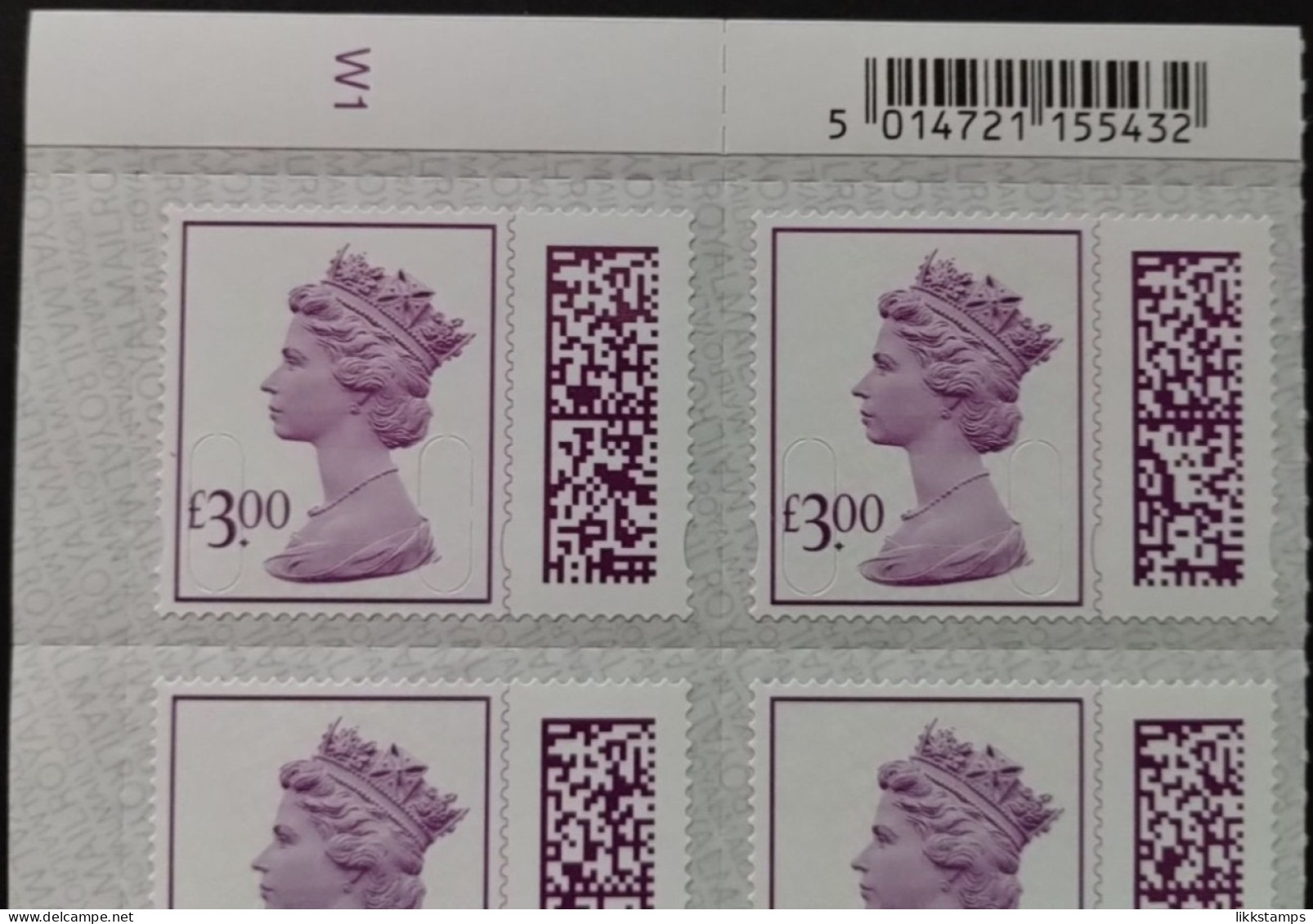 S.G.V4820 ~ CYL. BLOCK OF 8 X £3.00p NEW BARCODED DEFINS. UNFOLDED & NHM #01910 - Série 'Machin'