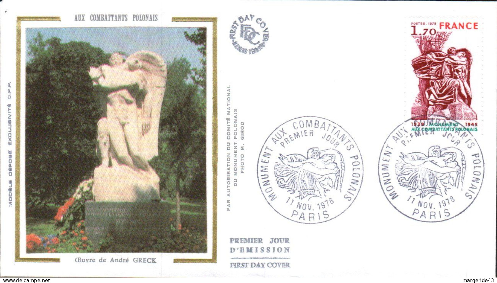 FDC 1978 COMBATTANTS POLONAIS - 1970-1979