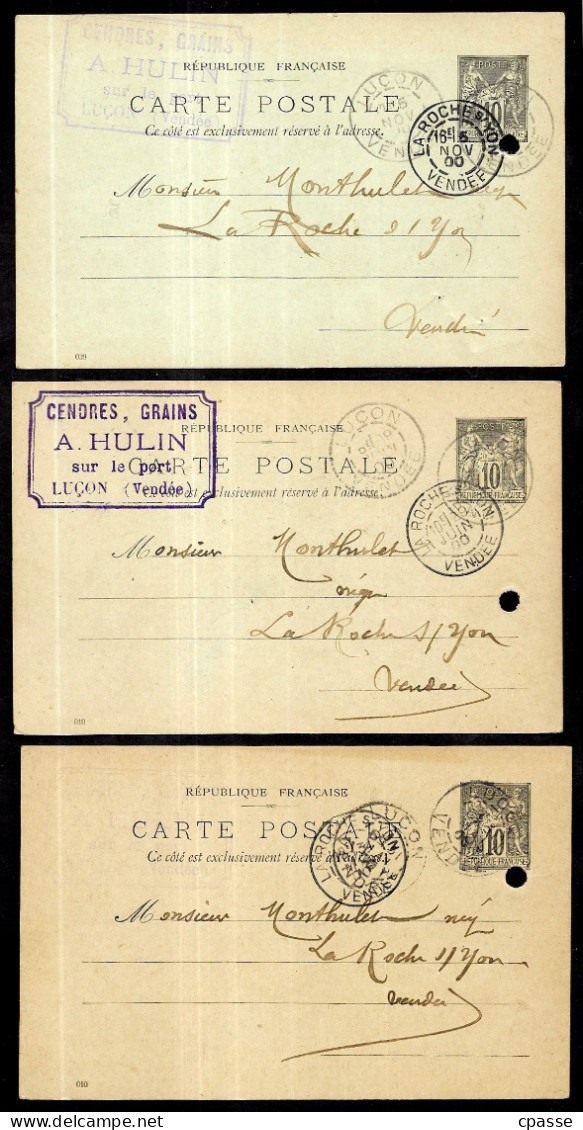 1900 (Lot De 3) CPA (Entier Postal Commercial) A.HULIN 85 LUCON à MONTHULET La Roche-sur-Yon Vendée * Agriculture Grains - Lucon