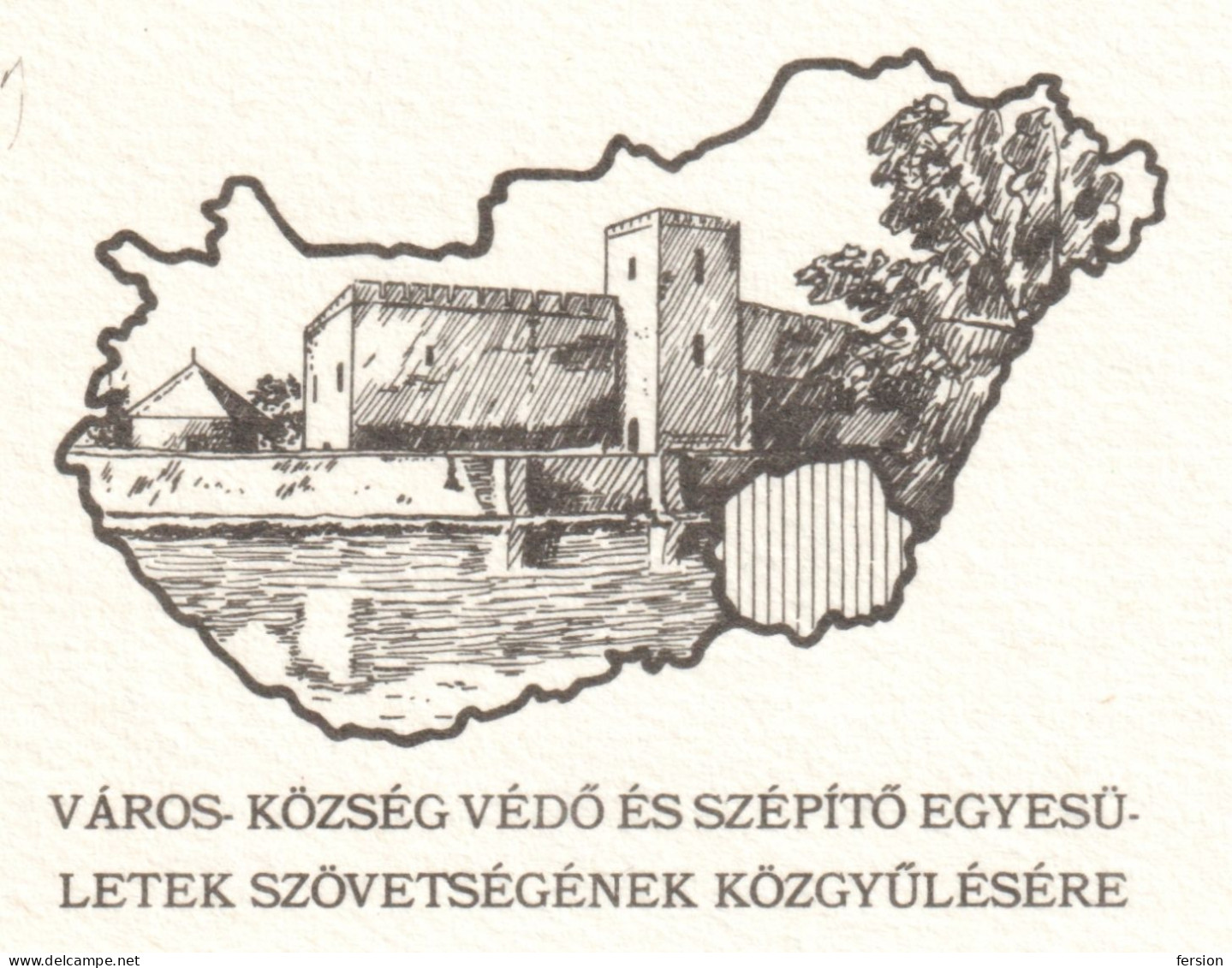 Castle Palace Lake GYULA City / Communism COAT OF ARMS - STATIONERY Postcard 1988 Hungary Map / Not Used - Postwaardestukken