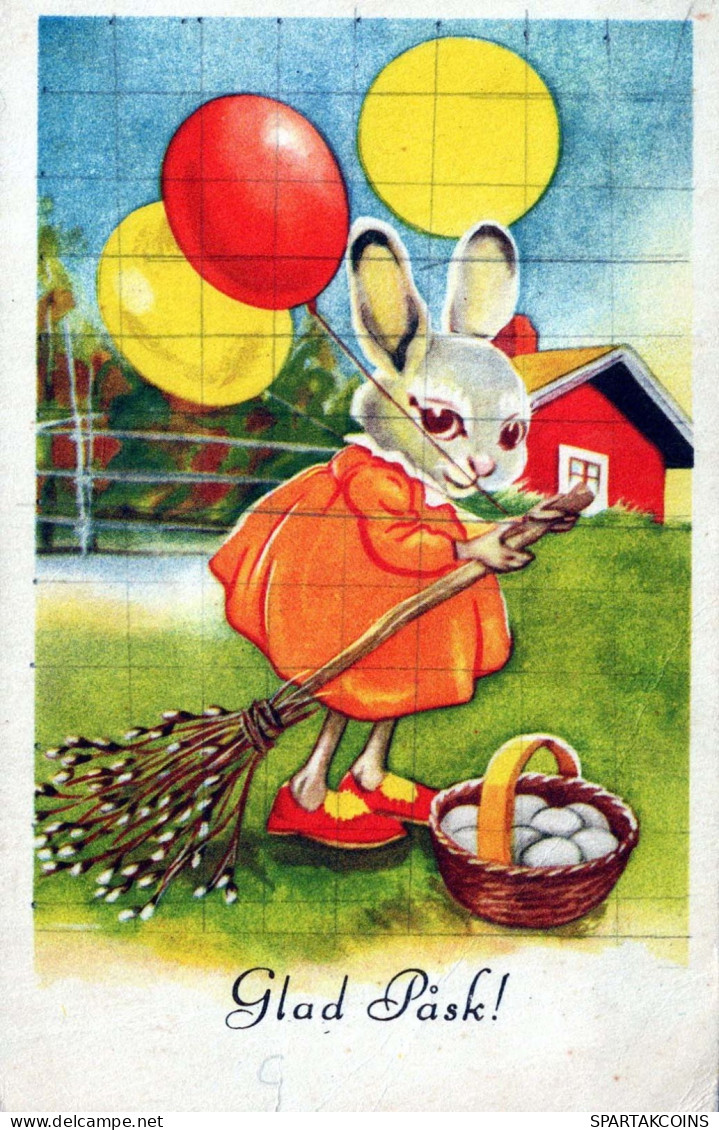 OSTERN KANINCHEN EI Vintage Ansichtskarte Postkarte CPA #PKE242.DE - Pasqua