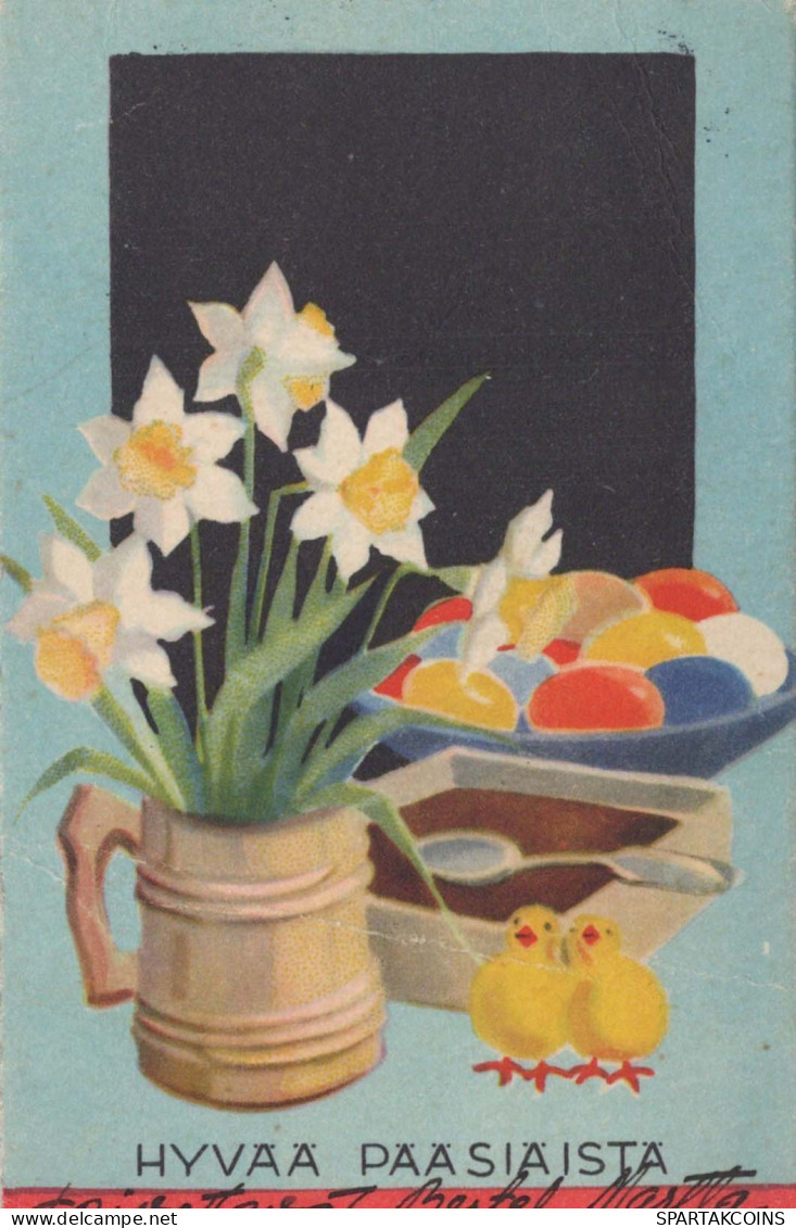 OSTERN HUHN EI Vintage Ansichtskarte Postkarte CPA #PKE113.DE - Pâques