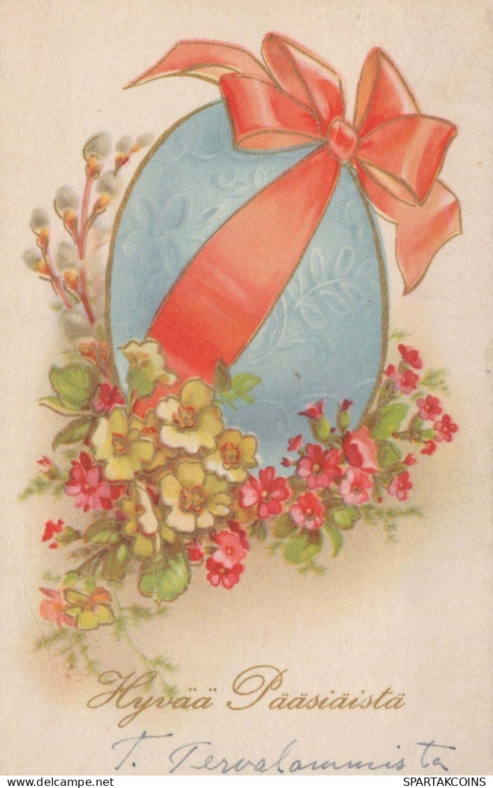 OSTERN FLOWERS EI Vintage Ansichtskarte Postkarte CPA #PKE178.DE - Ostern