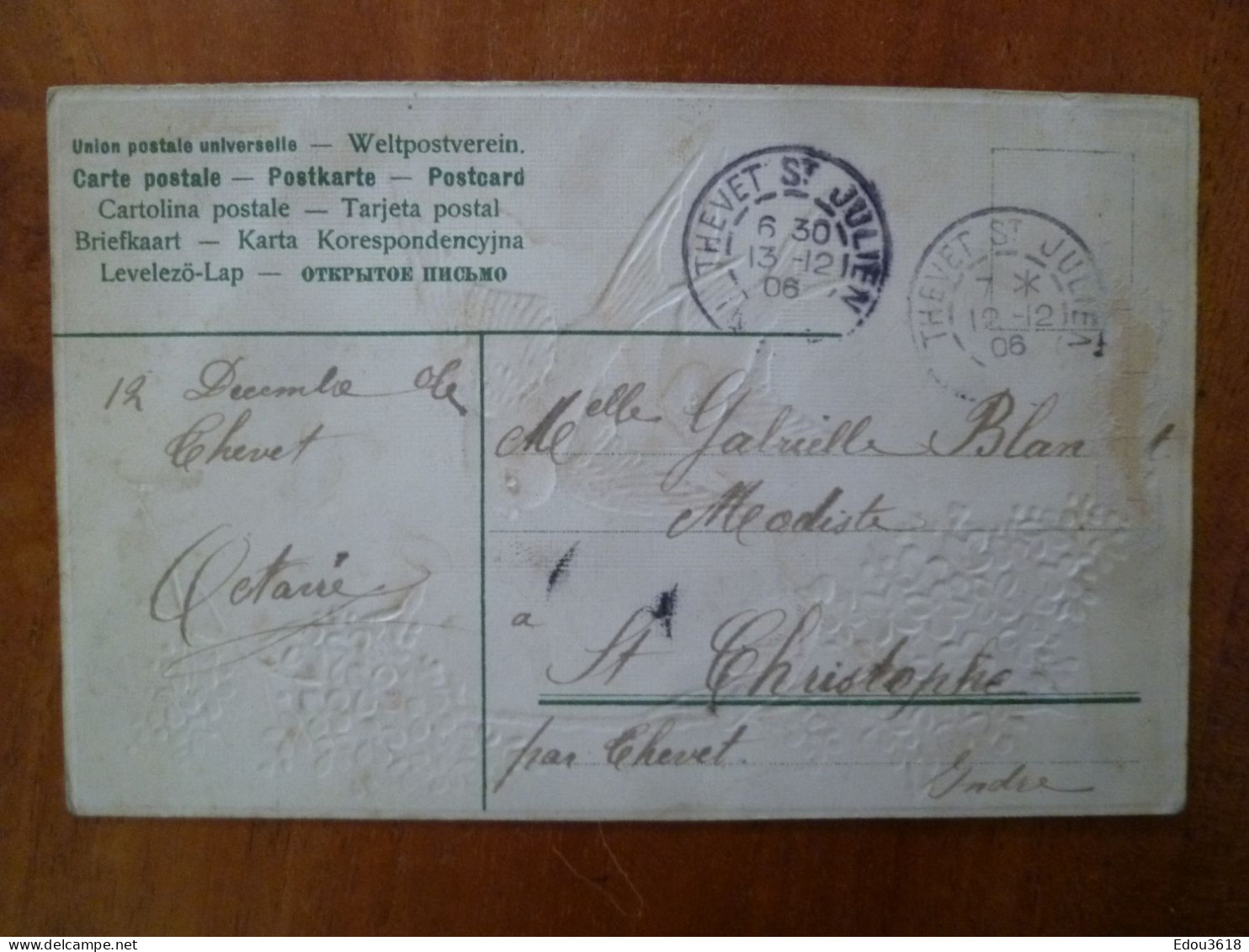 Carte Postale Gage D'amitié Gaufrée Lilas Hirondelle  X - Altri & Non Classificati