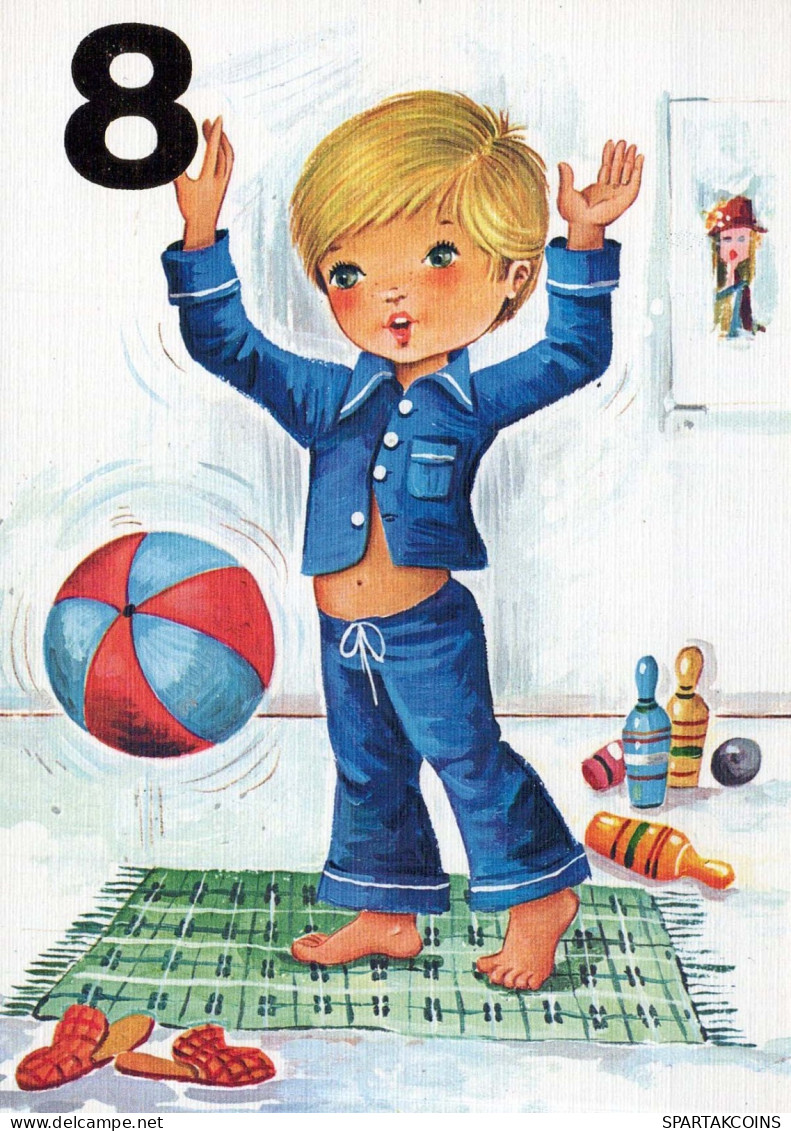 ALLES GUTE ZUM GEBURTSTAG 8 Jährige JUNGE KINDER Vintage Ansichtskarte Postkarte CPSM Unposted #PBU048.DE - Geburtstag