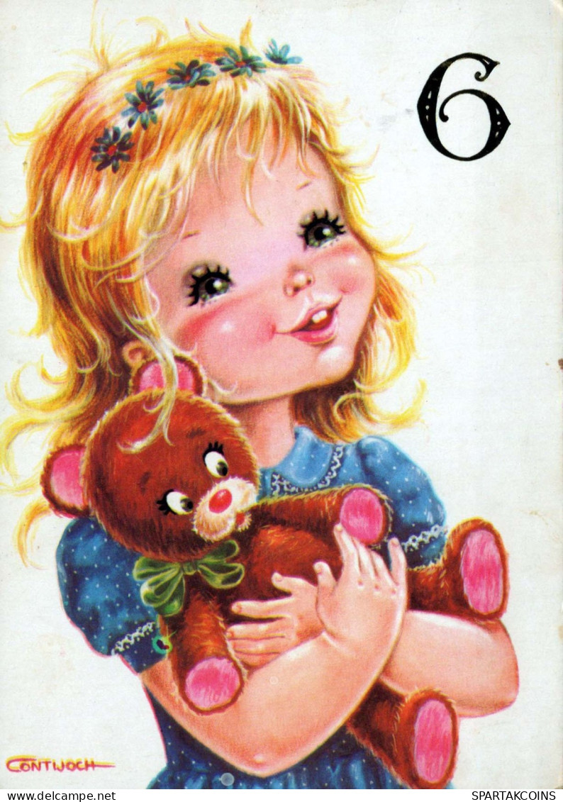 ALLES GUTE ZUM GEBURTSTAG 6 Jährige MÄDCHEN KINDER Vintage Postal CPSM #PBT804.DE - Anniversaire