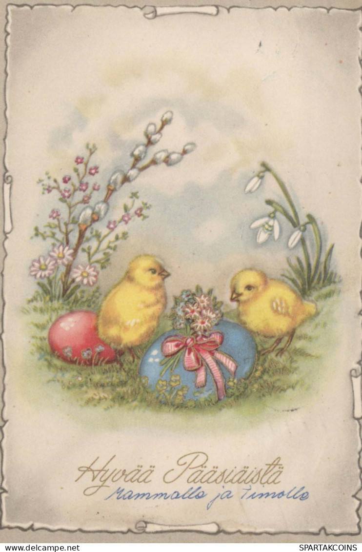 OSTERN HUHN EI Vintage Ansichtskarte Postkarte CPSM #PBO670.DE - Pâques