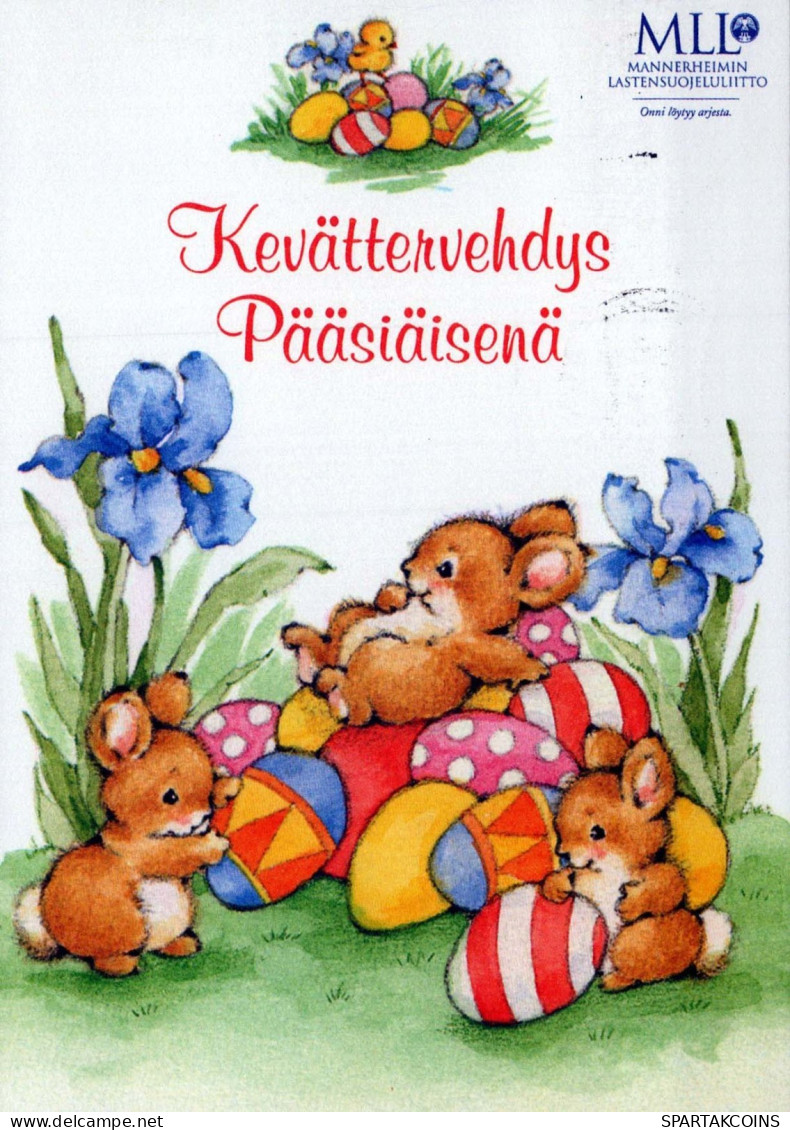 OSTERN KANINCHEN Vintage Ansichtskarte Postkarte CPSM #PBO544.DE - Ostern