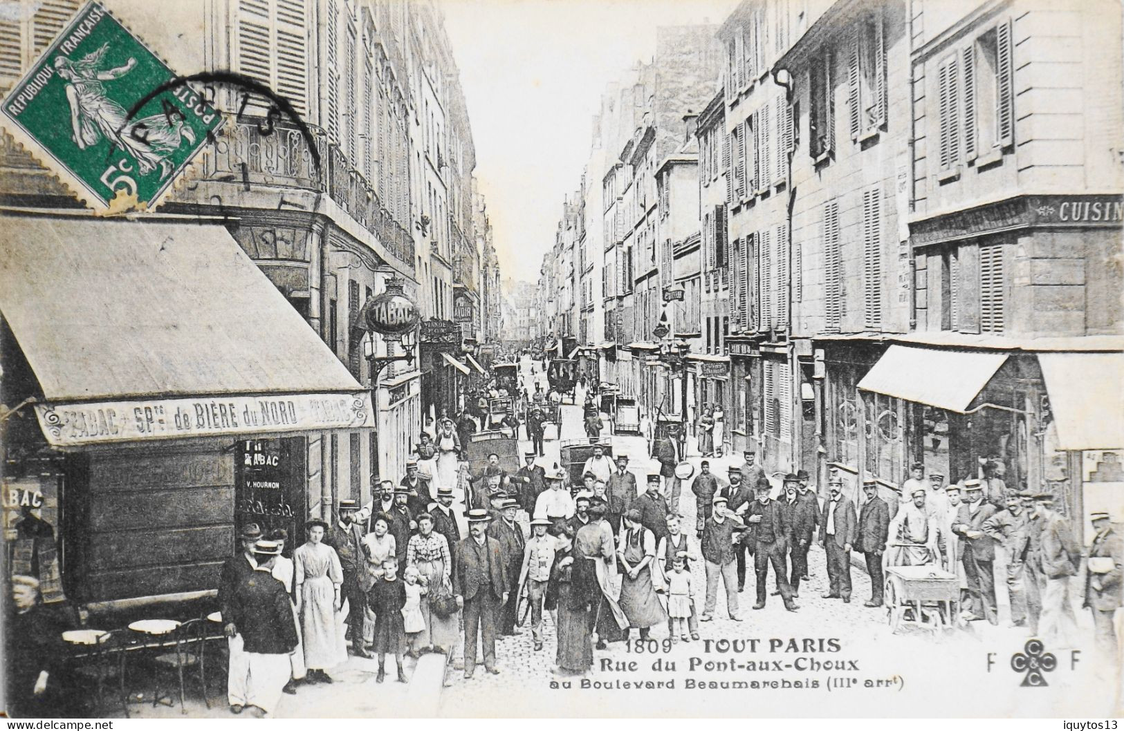 CPA. [75] > TOUT PARIS > N° 1809 - Rue Du Pont-aux-Choux Au Boulevard Beaumarchais - (IIIe Arrt.) - 1910 - TBE - Arrondissement: 03