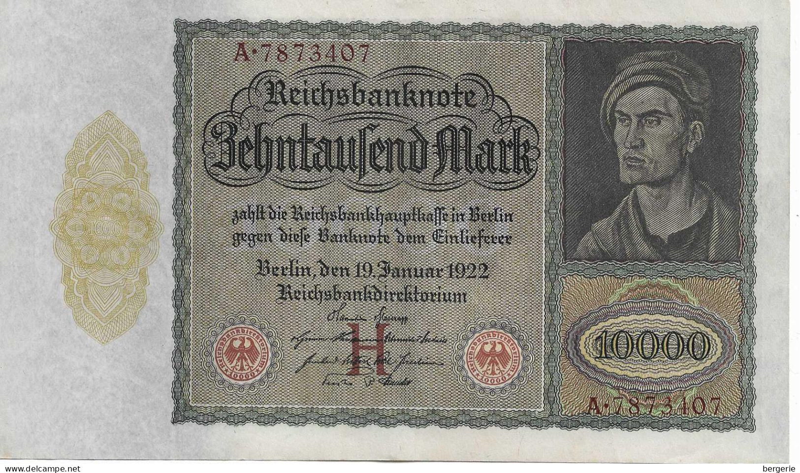 C/286           Allemagne République De Weimar   -   Reichsbanknote  10000   1922 - 10.000 Mark