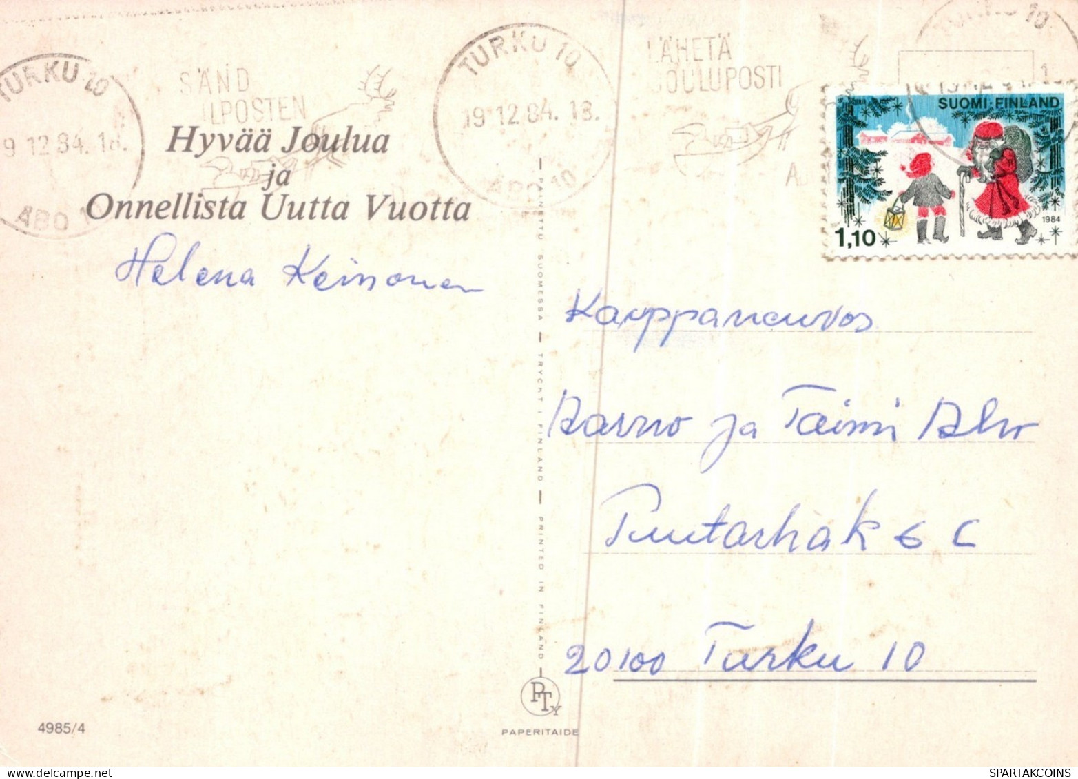 WEIHNACHTSMANN SANTA CLAUS WEIHNACHTSFERIEN Vintage Postkarte CPSM #PAK839.DE - Santa Claus