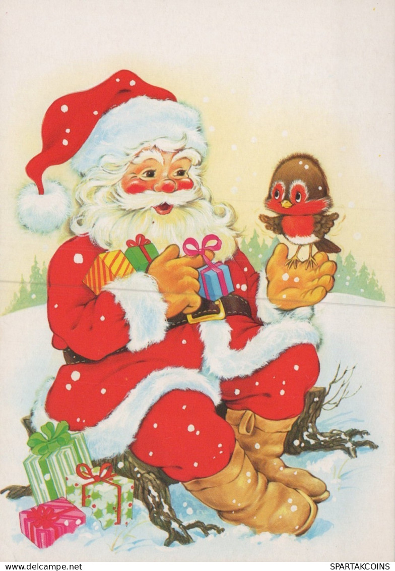 WEIHNACHTSMANN SANTA CLAUS TIERE WEIHNACHTSFERIEN Vintage Postkarte CPSM #PAK645.DE - Kerstman