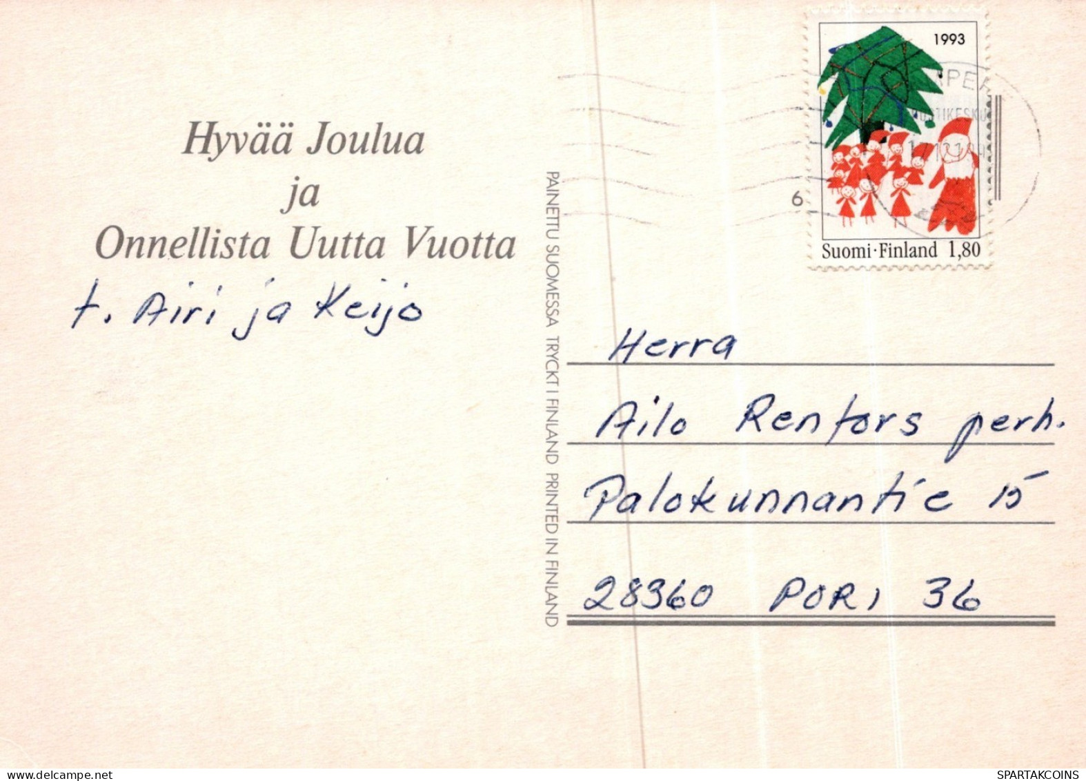WEIHNACHTSMANN SANTA CLAUS TIERE WEIHNACHTSFERIEN Vintage Postkarte CPSM #PAK645.DE - Santa Claus