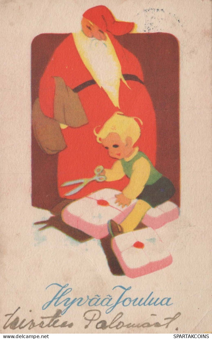 PAPÁ NOEL Feliz Año Navidad Vintage Tarjeta Postal CPSMPF #PKD228.ES - Kerstman