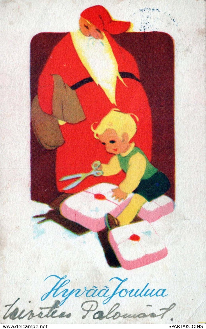 PAPÁ NOEL Feliz Año Navidad Vintage Tarjeta Postal CPSMPF #PKD228.ES - Santa Claus