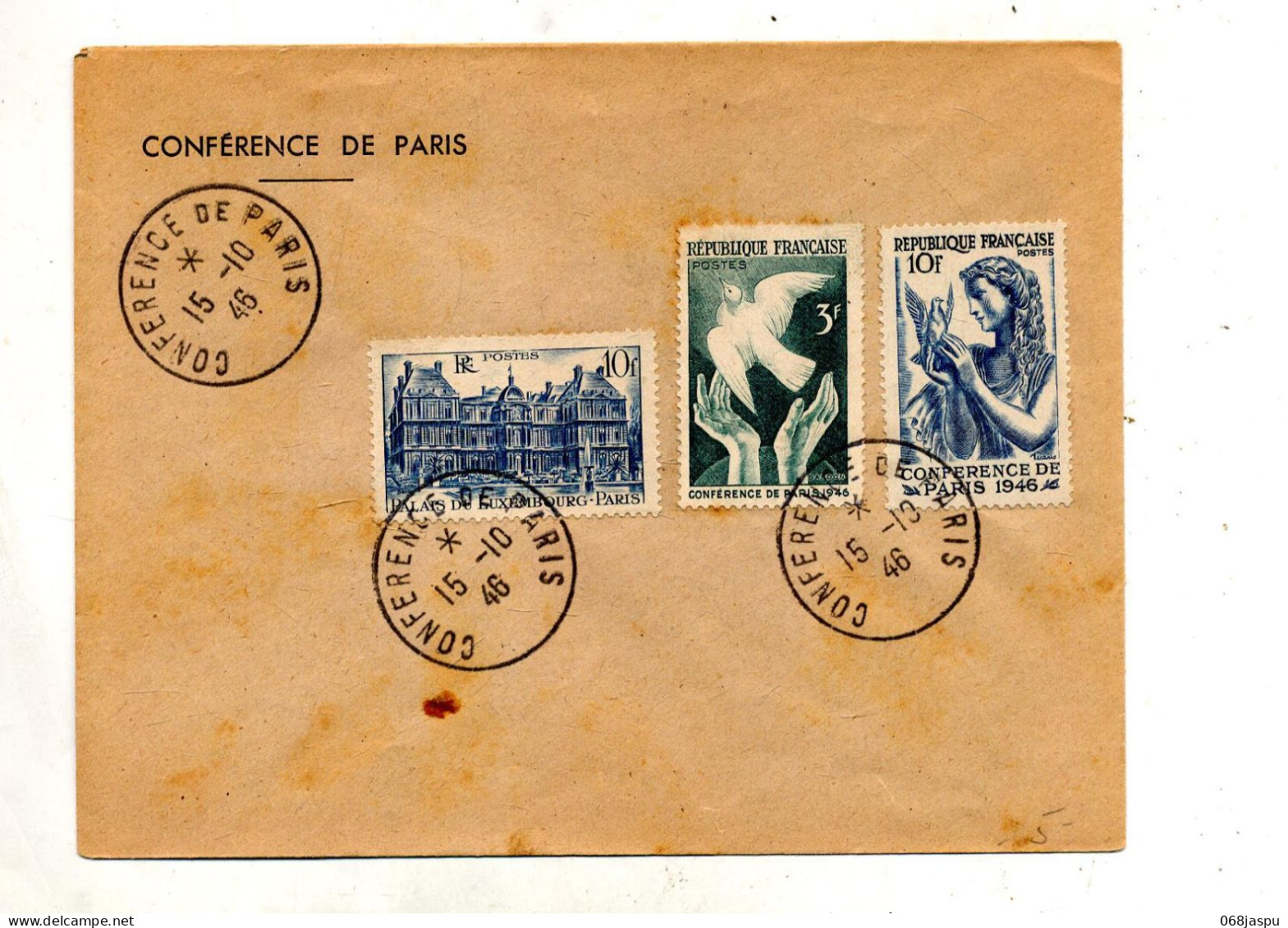 Lettre Cachet Paris Conference 1946 - Gedenkstempel