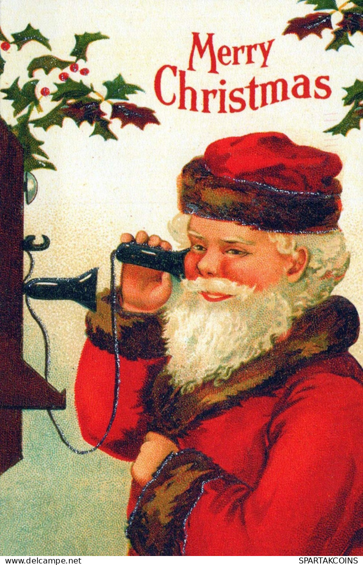 PAPÁ NOEL Feliz Año Navidad Vintage Tarjeta Postal CPSM #PBL363.ES - Santa Claus