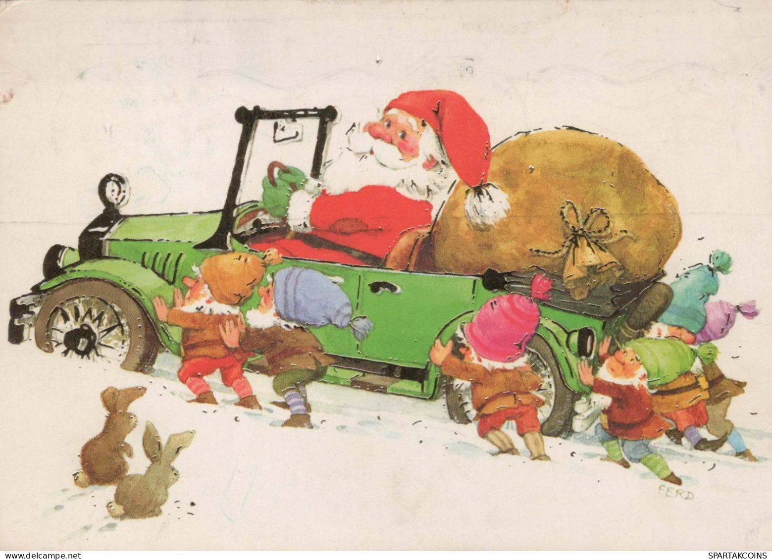 PAPÁ NOEL Feliz Año Navidad Vintage Tarjeta Postal CPSM #PBB115.ES - Kerstman