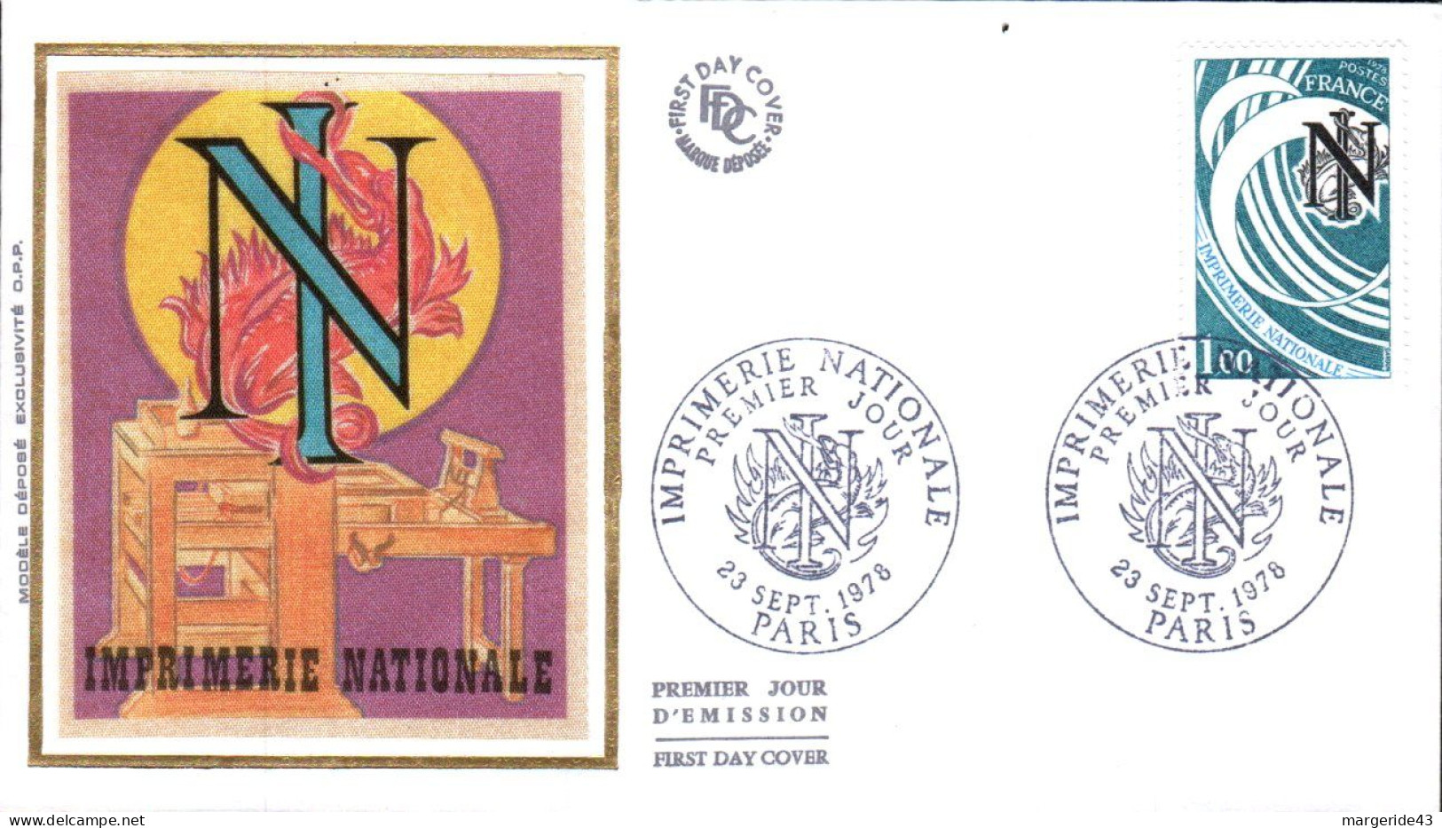 FDC 1978 IMPRIMERIE NATIONALE - 1970-1979