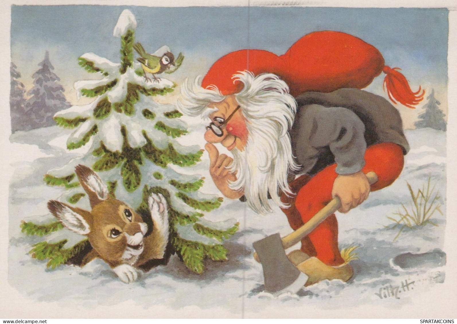 PAPÁ NOEL NAVIDAD Fiesta Vintage Tarjeta Postal CPSM #PAK916.ES - Santa Claus