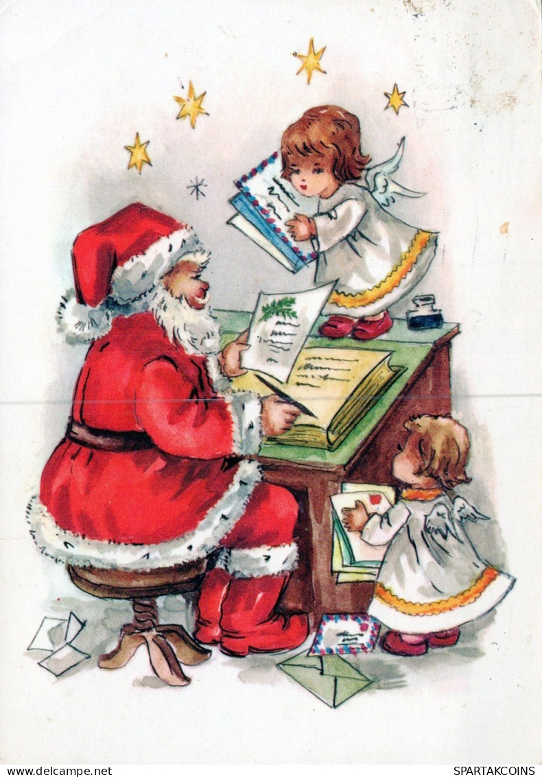 PAPÁ NOEL ÁNGELES NAVIDAD Vintage Tarjeta Postal CPSM #PAK770.ES - Santa Claus