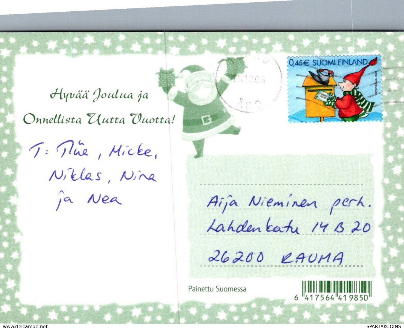 PAPÁ NOEL Animales NAVIDAD Fiesta Vintage Tarjeta Postal CPSM #PAK571.ES - Santa Claus