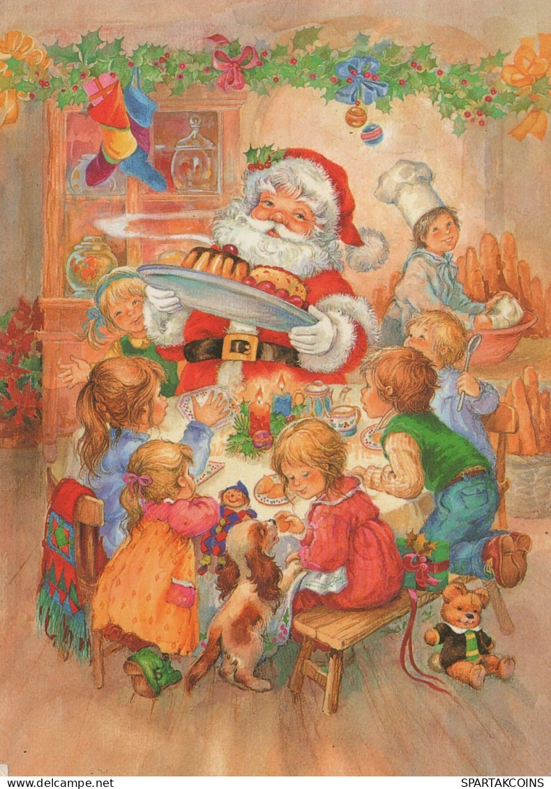PAPÁ NOEL NIÑO NAVIDAD Fiesta Vintage Tarjeta Postal CPSM #PAK221.ES - Santa Claus
