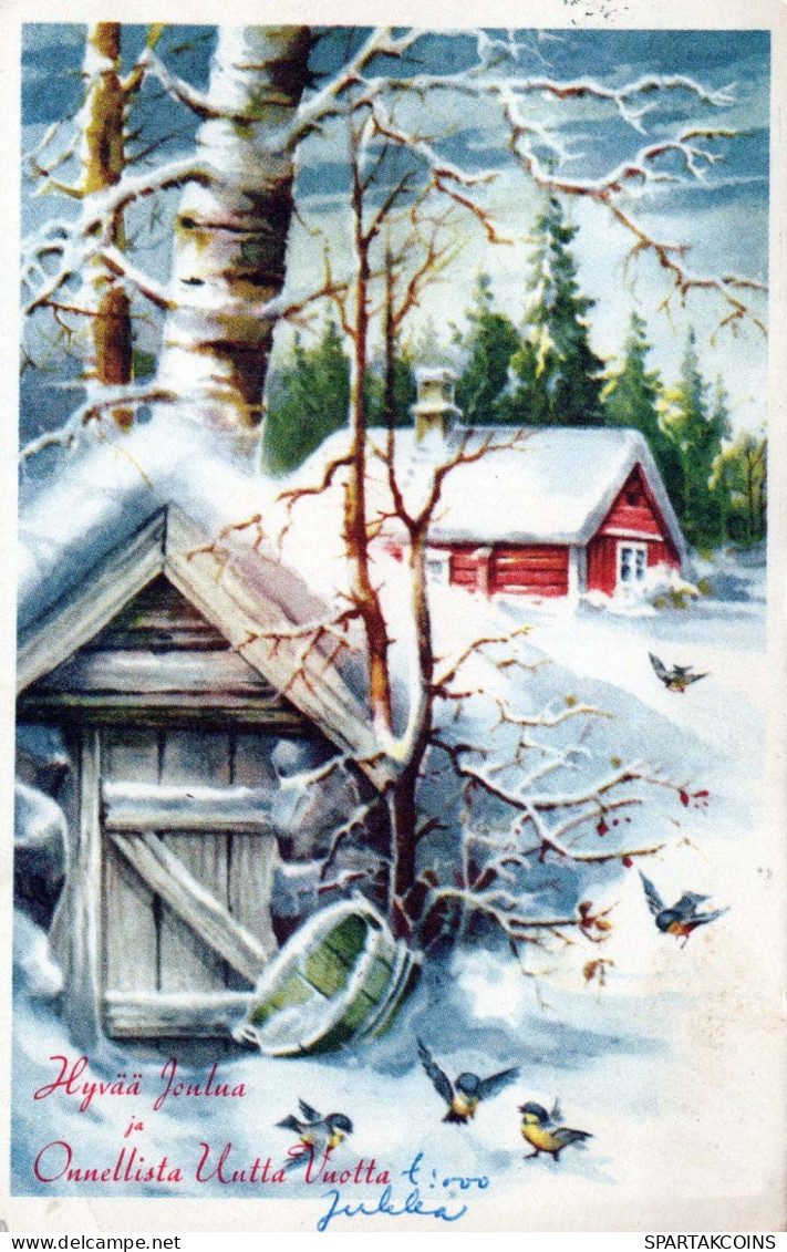 Bonne Année Noël OISEAU Vintage Carte Postale CPA #PKE865.FR - Nouvel An