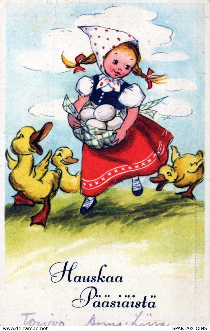 PÂQUES ENFANTS ŒUF Vintage Carte Postale CPA #PKE366.FR - Easter