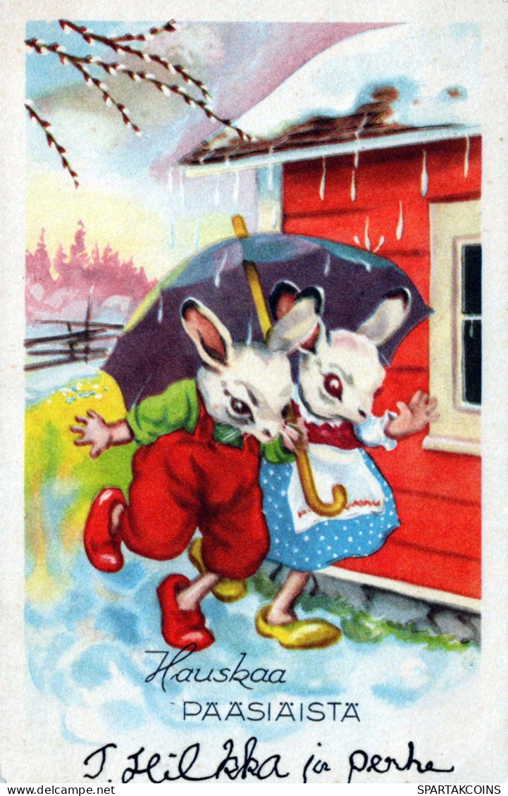 PÂQUES LAPIN ŒUF Vintage Carte Postale CPA #PKE241.FR - Ostern