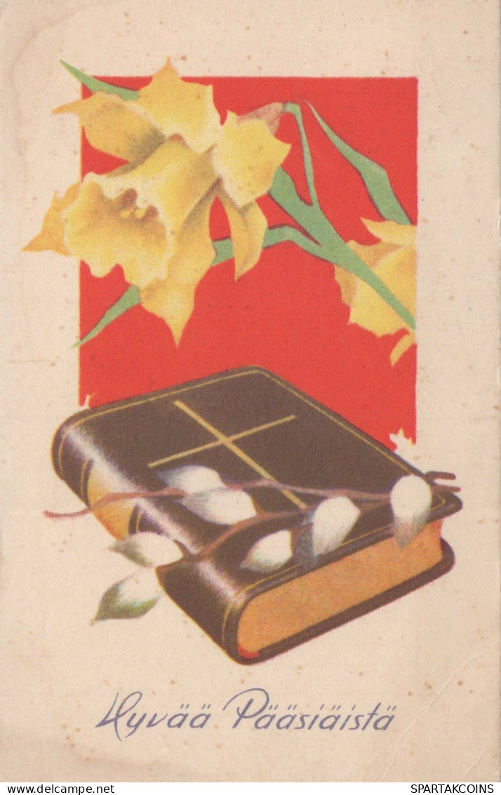 PÂQUES FLEURS Vintage Carte Postale CPA #PKE303.FR - Easter