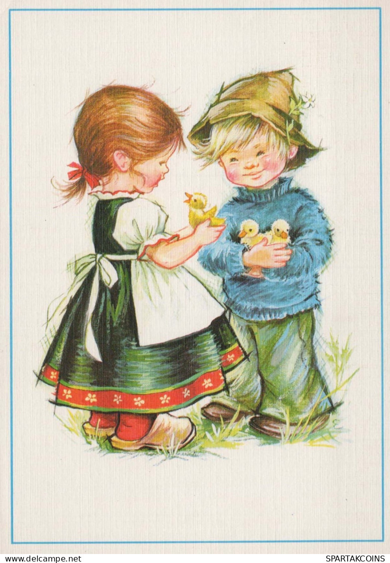 PÂQUES ENFANTS ŒUF Vintage Carte Postale CPSM #PBO288.FR - Pasen