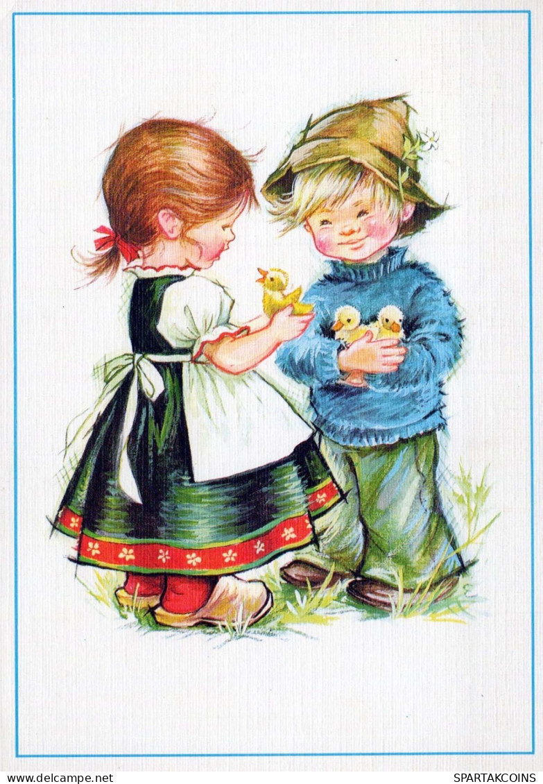 PÂQUES ENFANTS ŒUF Vintage Carte Postale CPSM #PBO288.FR - Ostern