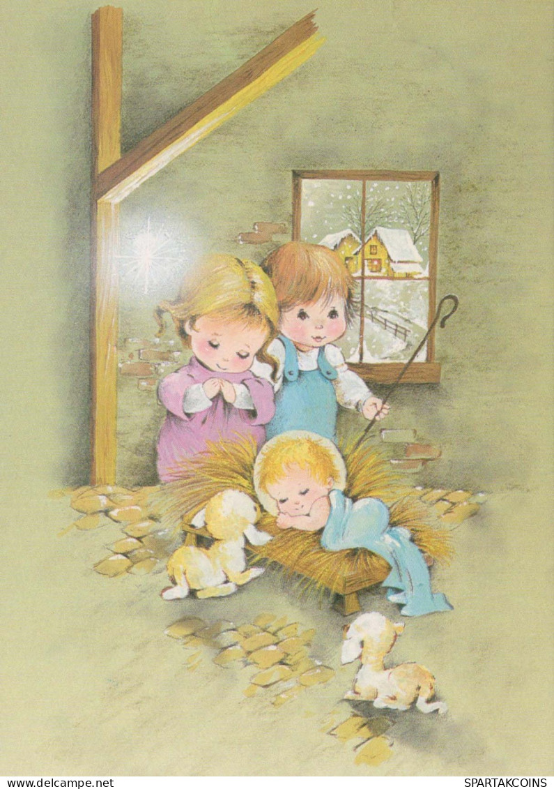 ENFANTS Scène Paysage Bébé JÉSUS Vintage Carte Postale CPSM #PBB576.FR - Scènes & Paysages