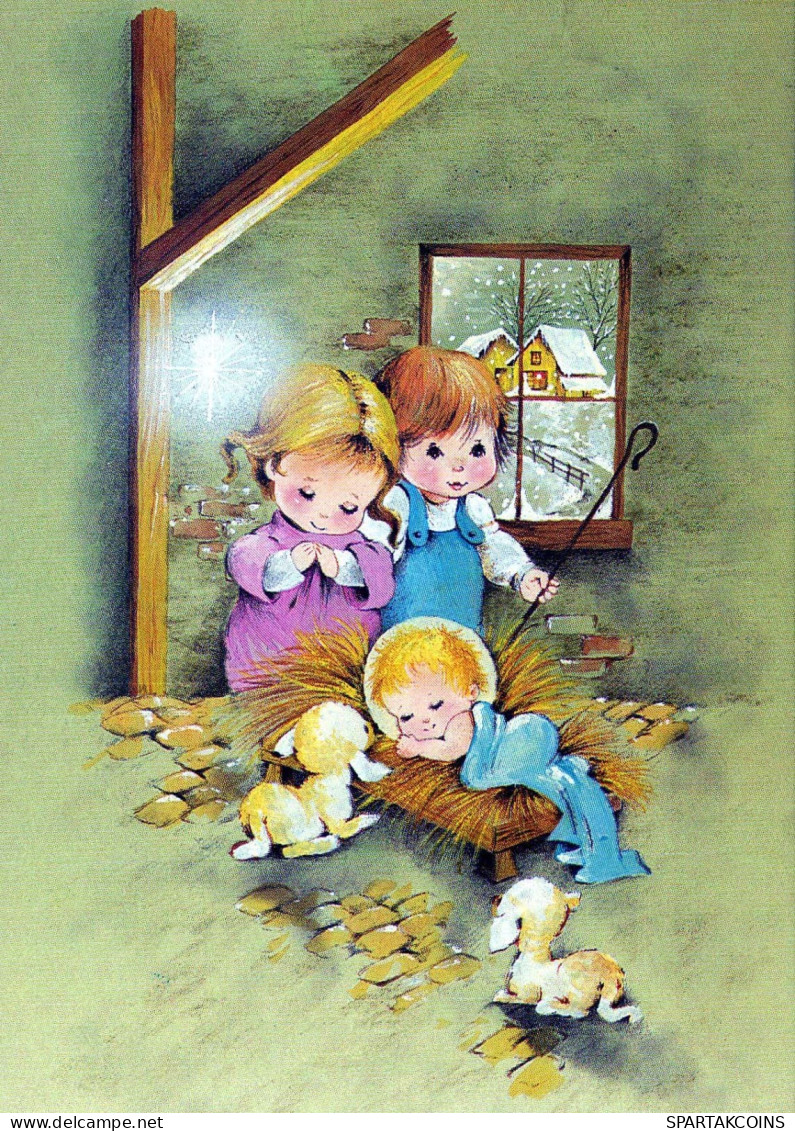 ENFANTS Scène Paysage Bébé JÉSUS Vintage Carte Postale CPSM #PBB576.FR - Scene & Paesaggi