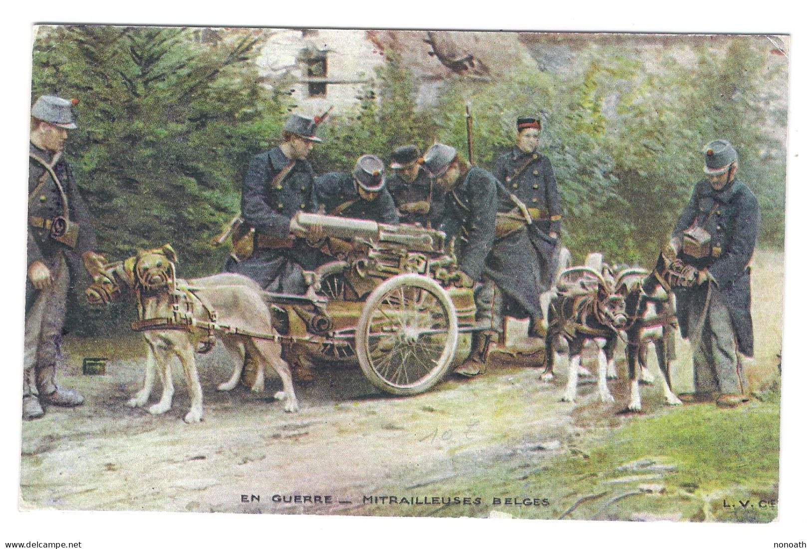 En Guerre - Mitrailleuses Belges Attelage Chien (animée Colorisée) - Equipment