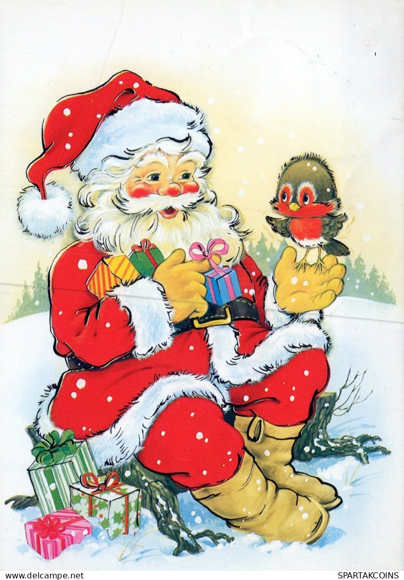 PÈRE NOËL Animaux NOËL Fêtes Voeux Vintage Carte Postale CPSM #PAK643.FR - Santa Claus