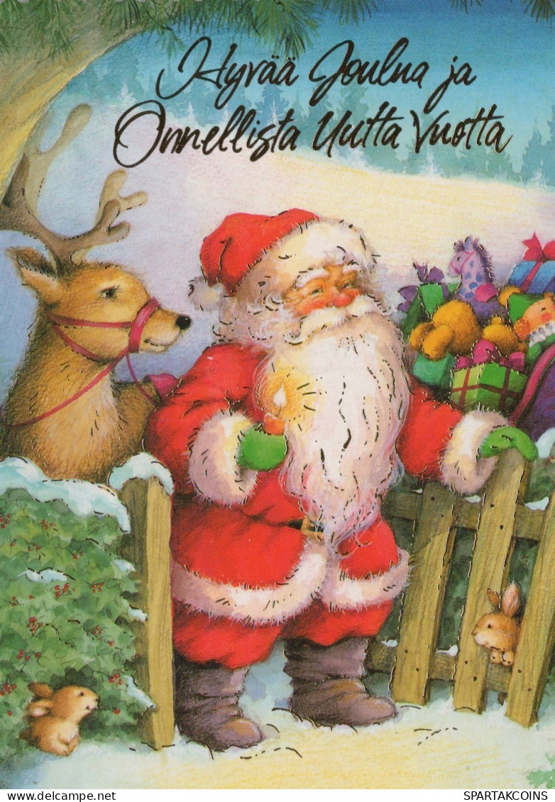 PÈRE NOËL Animaux NOËL Fêtes Voeux Vintage Carte Postale CPSM #PAK573.FR - Santa Claus